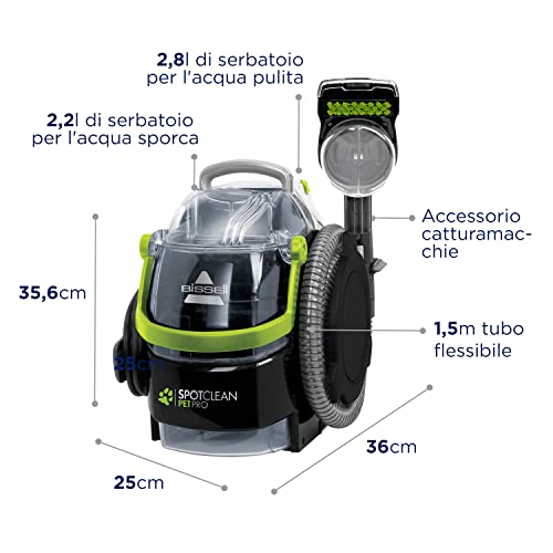 Bissell SpotClean Pet Pro, Lavatappeti, Pulitore Macchie, Ottimo per chi ha Animali Domestici, Lava Tappezzeria per Tappeti, Auto, Divani, Moquette, Materassi e Altro, Potente Motore da 750W, 15585 : Amazon.it: Casa e cucina