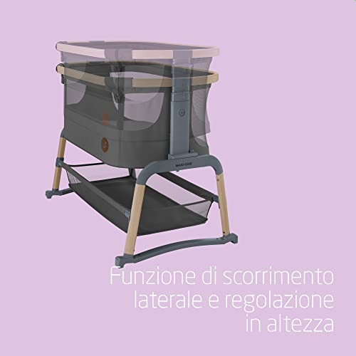 Maxi Cosi Iora Air Lettino neonato, co sleeping con materasso imbottito, funzione dondolo, regolabile in altezza, reclinabile,tessuti riciclati ecologici e traspiranti, 0 9 kg, Beyond Graphite : Prima infanzia