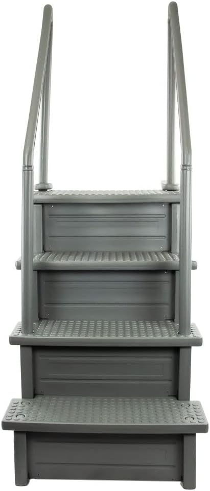 Gradini antiscivolo per piscine | Grigi | Per piscine fuori terra | Possono essere montati su ponti alti da 48" a 54" | Scale di sicurezza con portata fino a 300 libbre