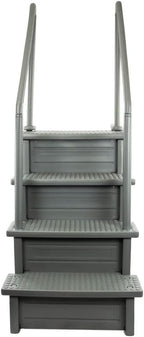 Gradini antiscivolo per piscine | Grigi | Per piscine fuori terra | Possono essere montati su ponti alti da 48" a 54" | Scale di sicurezza con portata fino a 300 libbre