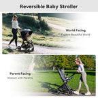 Passeggino Reversibile leggero (nero), ELITTLE EMU, passeggino portatile da 25 kg, ruote per tutti i terreni, pieghevole compatto, schienale regolabile a 95 175°, parasole UPF50  : Prima infanzia