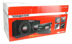 Subwoofer per auto MTX da 12" a doppio caricamento con subwoofer, amplificatore e kit di cablaggio QPower