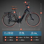 CYBIC Bici Elettrica 28" per Donna/Uomo, con Motore Centrale Shimano 250W, 8 Velocità, Bicicletta Elettrica per Adulti, Batteria 504Wh (36V) al Litio, Freni Idraulici Bici Elettrica da Città