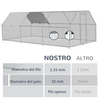 Easycomfort Recinto Gabbia per Galline in Metallo Galvanizzato Impermeabile, Pollaio con Porta e Copertura Oxford, 280x570x195cm