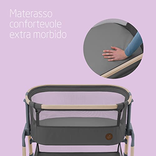 Maxi Cosi Iora Air Lettino neonato, co sleeping con materasso imbottito, funzione dondolo, regolabile in altezza, reclinabile,tessuti riciclati ecologici e traspiranti, 0 9 kg, Beyond Graphite : Prima infanzia