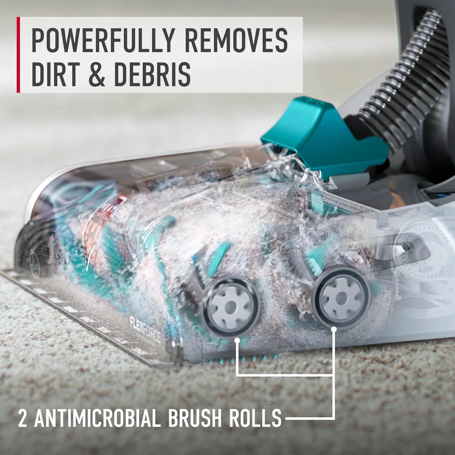 Hoover SmartWash+, lavatappeti automatico per tappeti e tappezzeria, shampoo per la pulizia profonda dei tappeti, deodorante per tappeti e smacchiatore per animali domestici FH52000, turchese