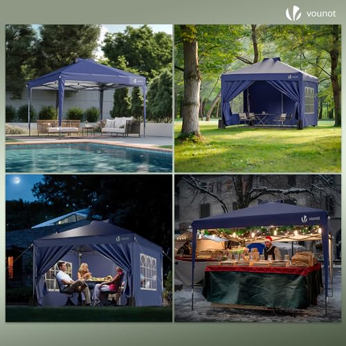VOUNOT Gazebo 3x3m Pieghevole con 4 Parti Laterali Rimovibili, Gazebo da Giardino Tenda Padiglione Sistema di Clic Pop up con 4 Sacchi di Sabbia di Peso e Sacca di Trasporto, Colore Blu : Amazon.it: Giardino e giardinaggio