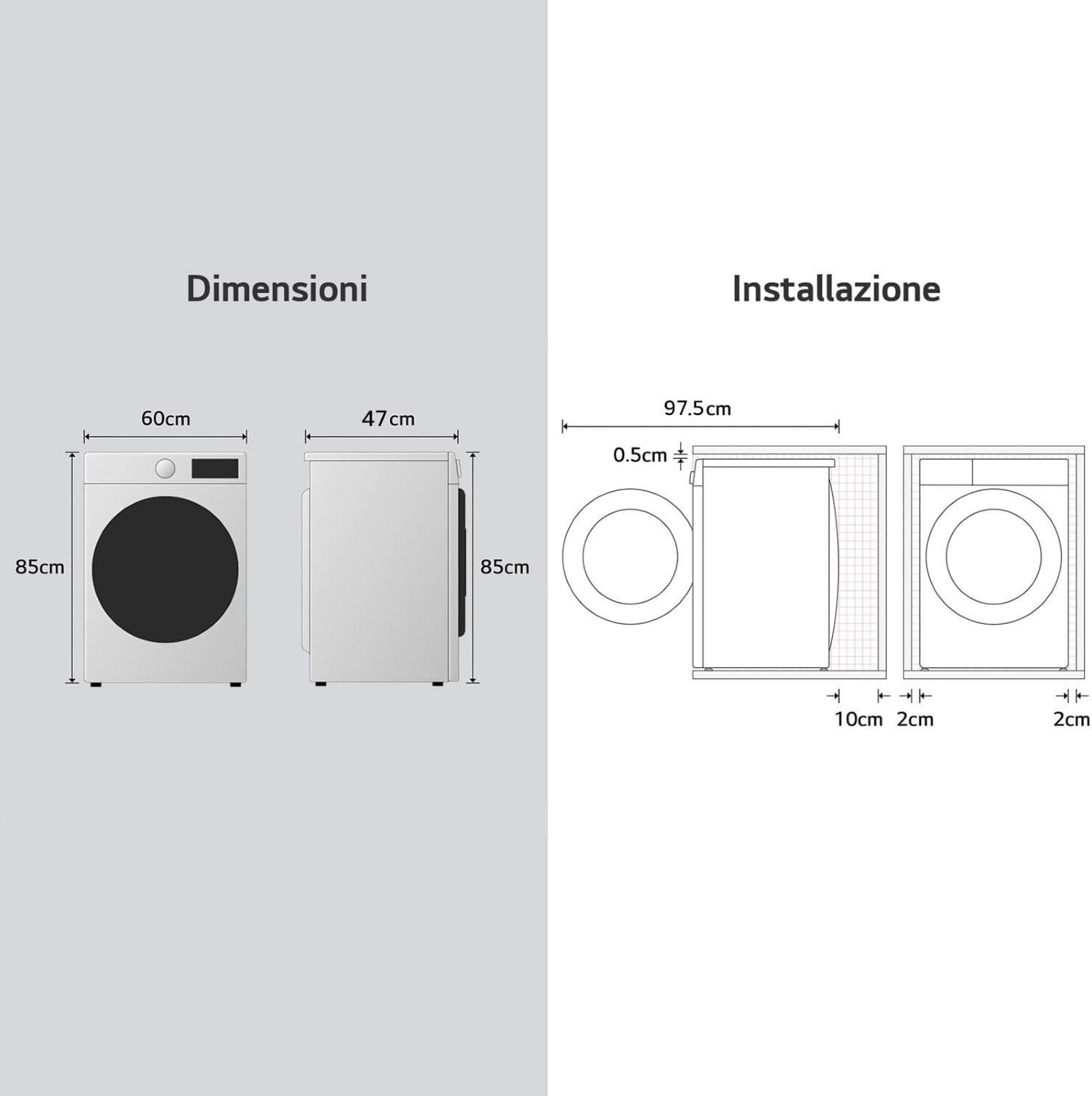 LG F4NA10S7NWK Lavatrice 7 kg Slim a Carica Frontale Serie A1, Classe A, 1400 Giri, Programma Igiene con Vapore, Lavaggio Rapido, Programma Lana, Libera Installazione, Design Essenziale, White
