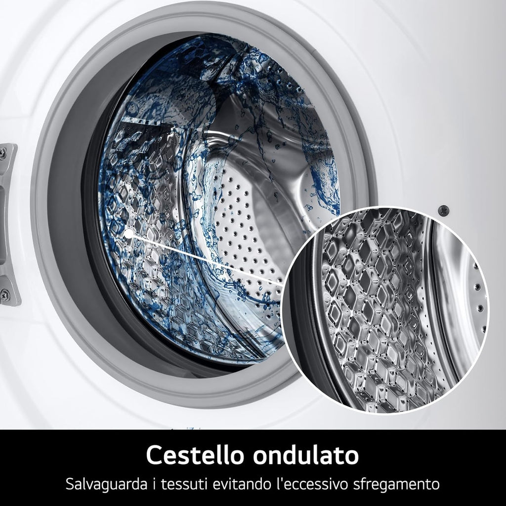 LG F4NA10S7NWK Lavatrice 7 kg Slim a Carica Frontale Serie A1, Classe A, 1400 Giri, Programma Igiene con Vapore, Lavaggio Rapido, Programma Lana, Libera Installazione, Design Essenziale, White