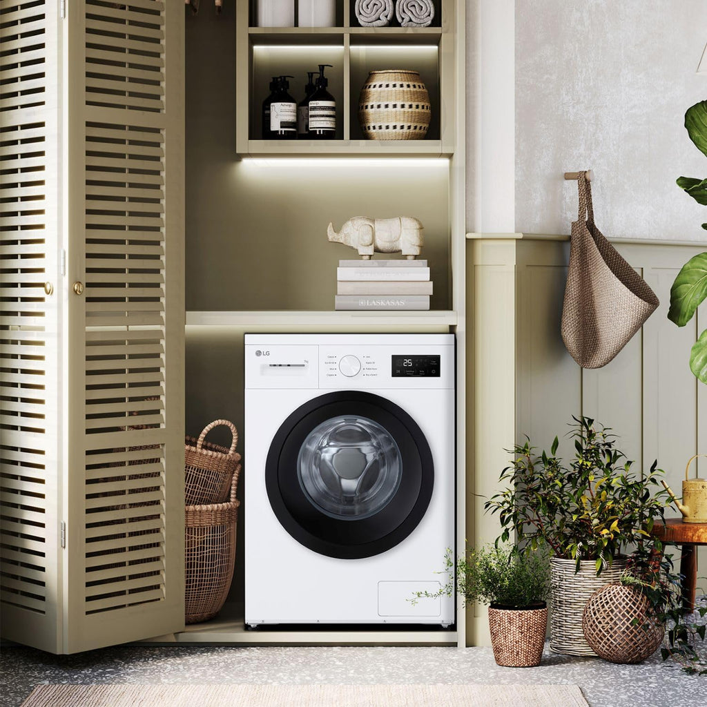 LG F4NA10S7NWK Lavatrice 7 kg Slim a Carica Frontale Serie A1, Classe A, 1400 Giri, Programma Igiene con Vapore, Lavaggio Rapido, Programma Lana, Libera Installazione, Design Essenziale, White