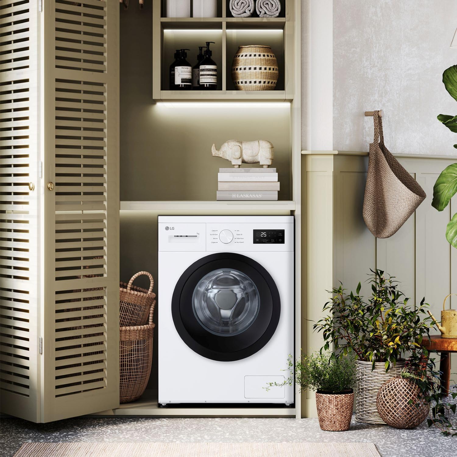 LG F4NA10S7NWK Lavatrice 7 kg Slim a Carica Frontale Serie A1, Classe A, 1400 Giri, Programma Igiene con Vapore, Lavaggio Rapido, Programma Lana, Libera Installazione, Design Essenziale, White