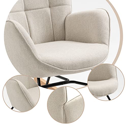 MEUBLE COSY Sedia a Dondolo Poltrona Imbottita Relax con Braccioli Schienale Alto per Soggiorno Cameretta in Tessuto con Gambe in Legno : Casa e cucina