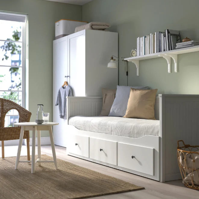 Letto divano IKEA HEMNES con 3 cassetti contenitori – Bianco, 80 x 200 cm, salvaspazio e versatile