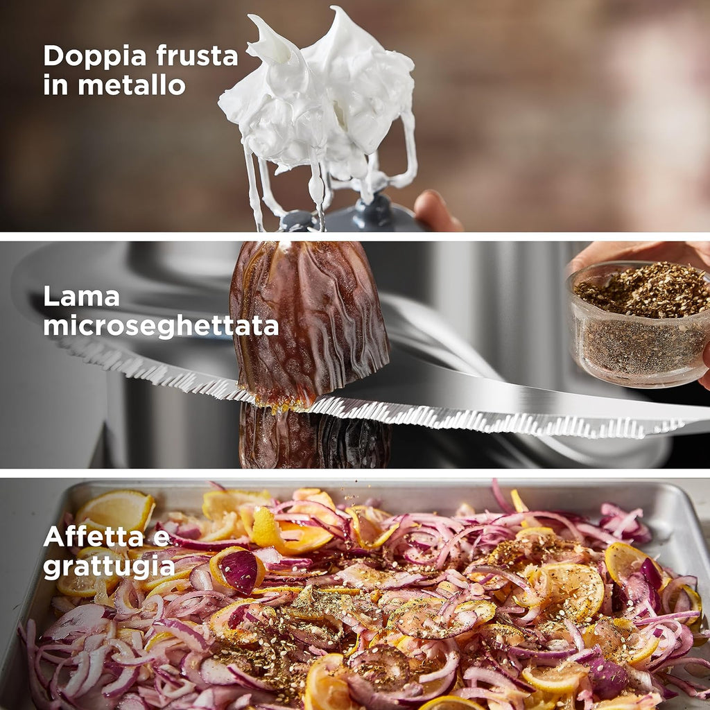 Kenwood FDM71.450SS MultiPro Express Weigh Robot da Cucina con 8 Accessori Dedicati, Velocità Regolabile con Funzione Pulse, Bilancia Digitale Integrata, Capacità 3L, , Argento