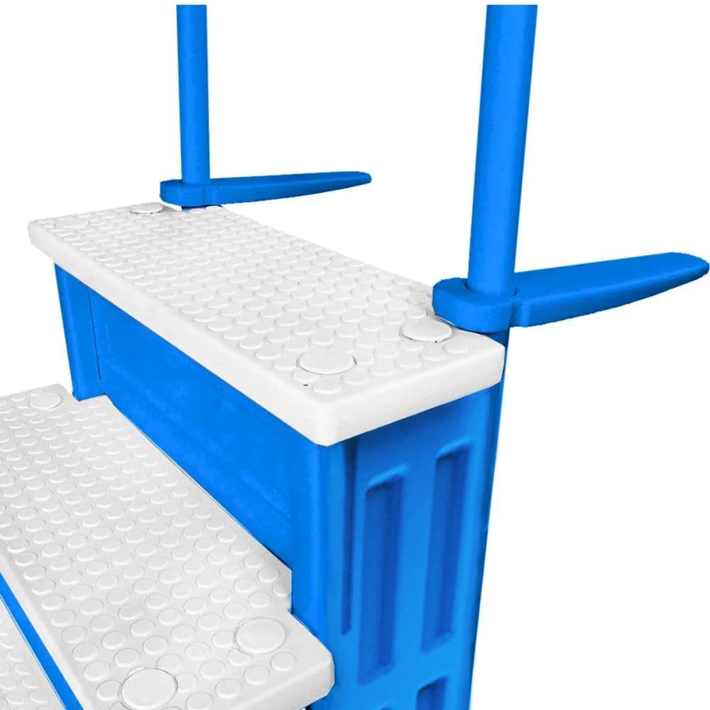 Gradini antiscivolo per piscine | Grigi | Per piscine fuori terra | Possono essere montati su ponti alti da 48" a 54" | Scale di sicurezza con portata fino a 300 libbre