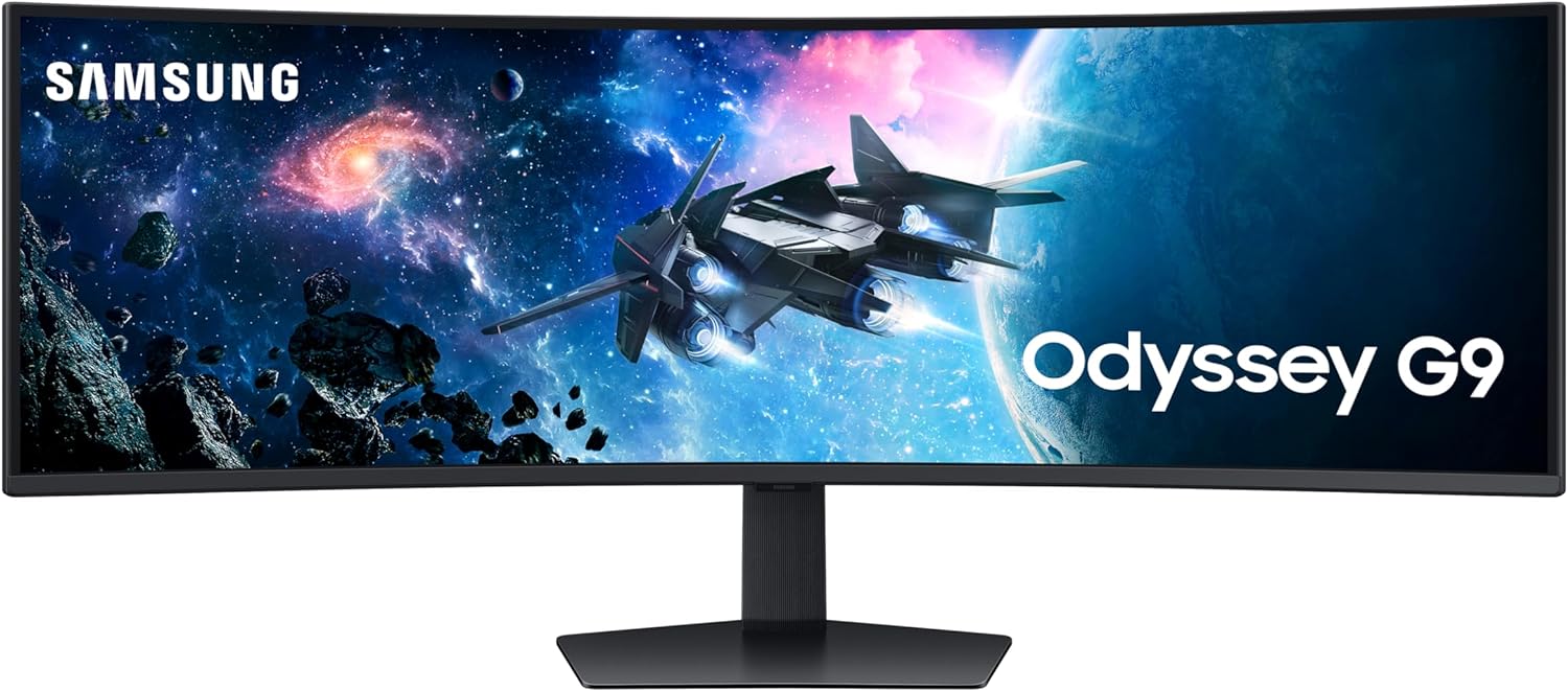 Samsung Monitor Gaming Odyssey G9 (S49CG954), Curvo (1000R), 49", 5120x1440 (Dual QHD), 32:9, HDR1000, HDR10+, VA, 240Hz, 1ms (GtG), Freesync Premium Pro, HDMI, USB 3.0, DP, Ingresso Audio, HAS