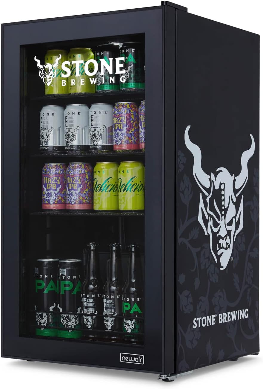Frigorifero per bevande | 126 lattine indipendente con porta in vetro con cerniera a destra | Mini frigorifero per bevande, perfetto per birra, vino, bibite e bevande fredde