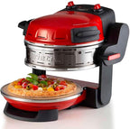 Ariete 927 Pizzeria Ariete, Forno pizza doppio, 2300 W, 2 pietre refrattarie, 2 pizze in 4 minuti, 2 termostati, Diametro 32 cm, 5 livelli di cottura, 2 pale in acciaio inox, Rosso