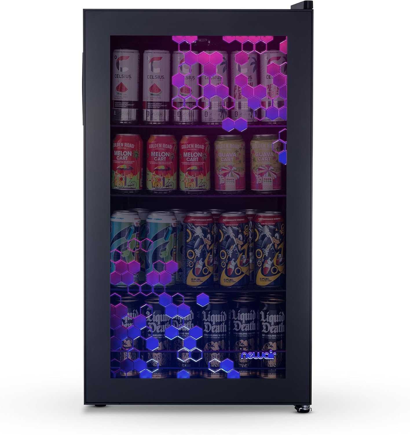 Frigorifero per bevande | 126 lattine indipendente con porta in vetro con cerniera a destra | Mini frigorifero per bevande, perfetto per birra, vino, bibite e bevande fredde