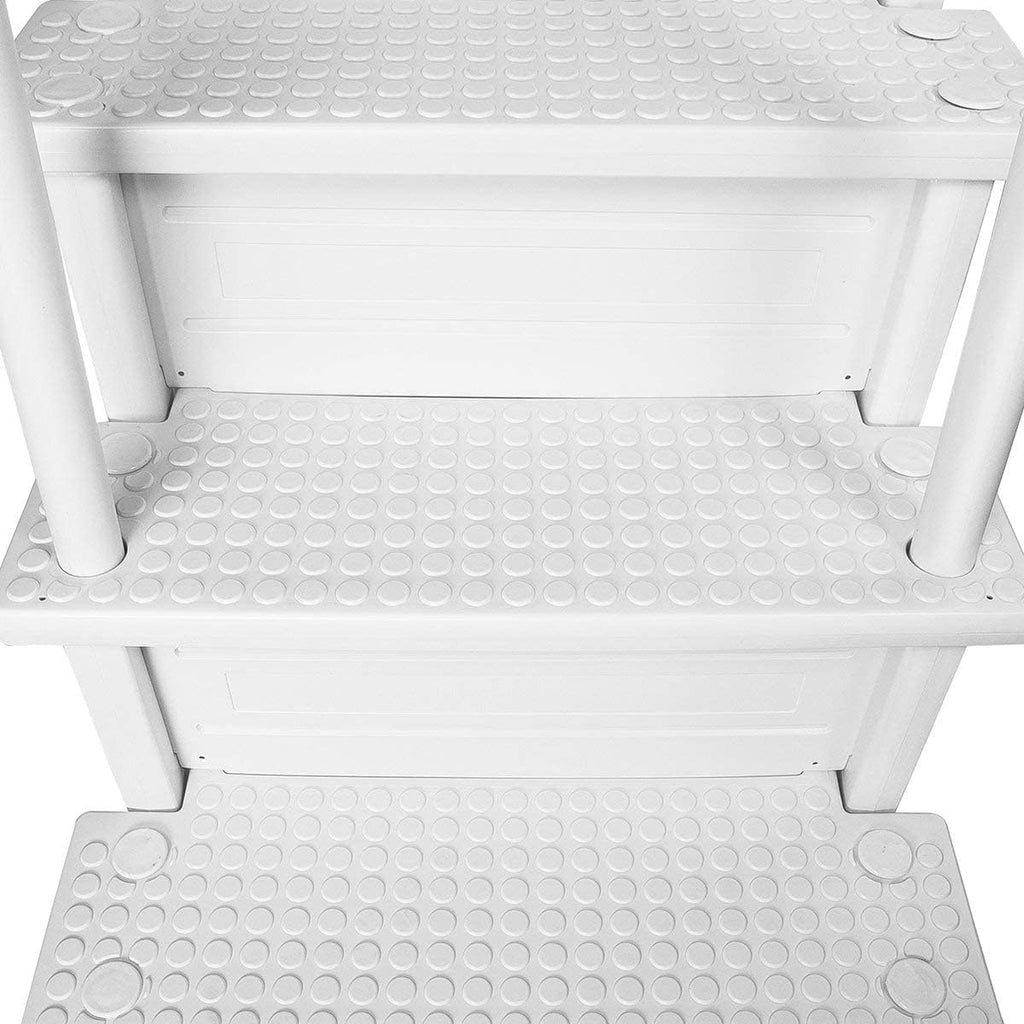 Gradini antiscivolo per piscine | Grigi | Per piscine fuori terra | Possono essere montati su ponti alti da 48" a 54" | Scale di sicurezza con portata fino a 300 libbre