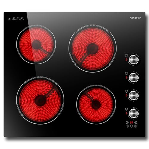 Karienvir Piano cottura in ceramica 4 fuochi, 60 cm, Comando a distanza, 9 livelli di potenza，Pausa, Timer da 99 minuti, Blocco di sicurezza : Amazon.it: Grandi elettrodomestici