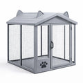 Gabbia per gatti in metallo con tetto a orecchie 100x80x120 cm grigio