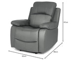 Bravich Divano reclinabile manuale in pelle rigenerata grigia di lusso, mobili per soggiorno, poltrona lounge set per il massimo comfort ed eleganza. Divano a posto singolo per la casa (96 x 93 x 97 : Amazon.it: Casa e cucina