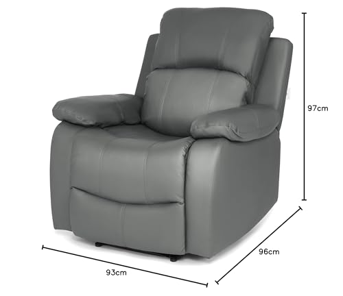 Bravich Divano reclinabile manuale in pelle rigenerata grigia di lusso, mobili per soggiorno, poltrona lounge set per il massimo comfort ed eleganza. Divano a posto singolo per la casa (96 x 93 x 97 : Amazon.it: Casa e cucina