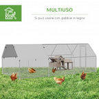 Easycomfort Recinto Gabbia per Galline in Metallo Galvanizzato Impermeabile, Pollaio con Porta e Copertura Oxford, 280x570x195cm