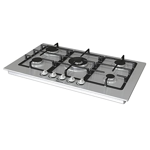 Hisense GM973XF Piano Cottura a Gas, 5 Zone di Cottura, Larghezza 90 cm, Griglie in Ghisa, Accensione Integrata, Inox Anti Impronta, Bruciatore Wok 86x51x9cm : Amazon.it: Grandi elettrodomestici
