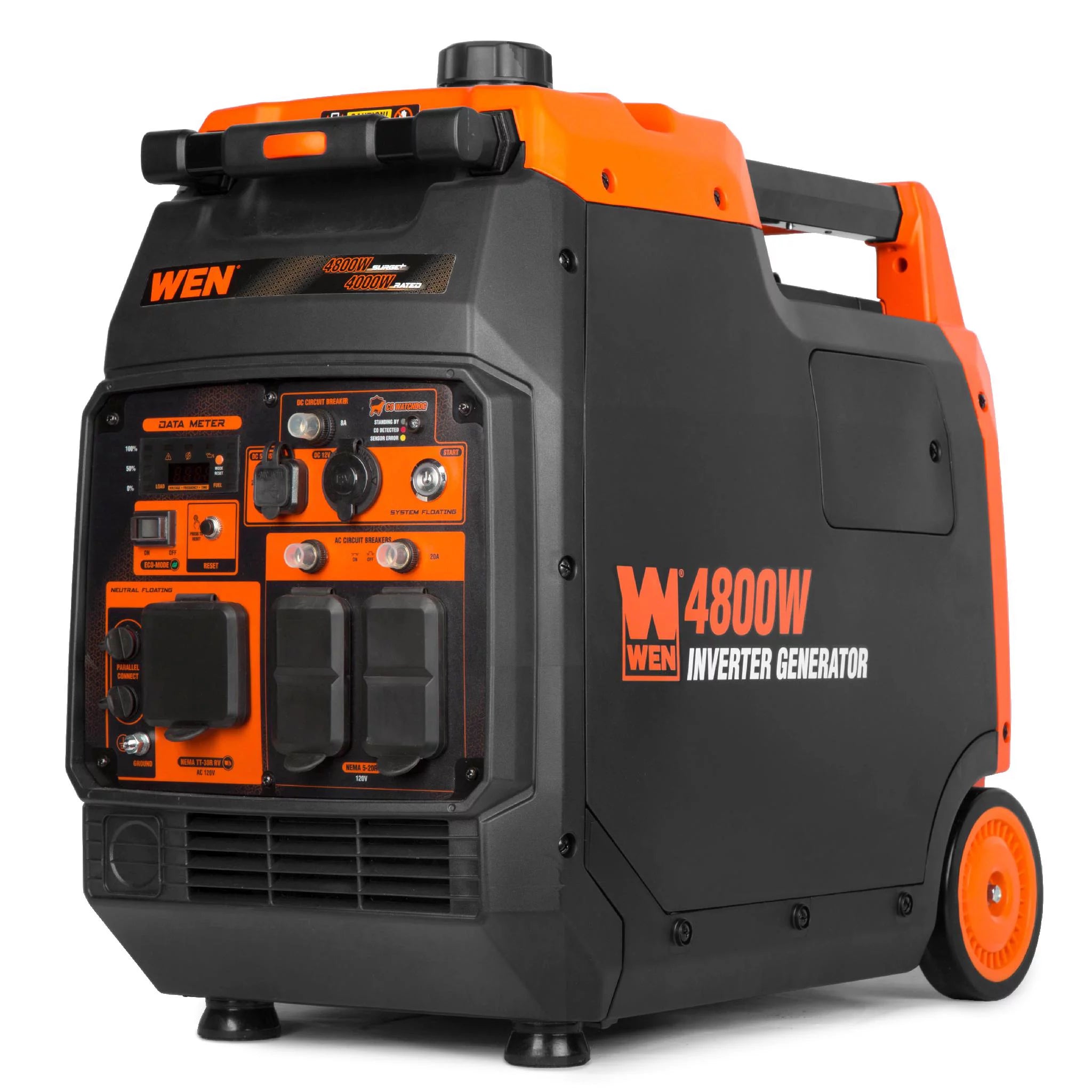 Generatore inverter portatile WEN da 4800 Watt, avviamento elettrico, adatto per camper, silenzioso e leggero con spegnimento del carburante e rilevatore di CO - MadeInUSA