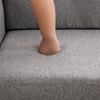 Divano 2 Posti 65x141x78 cm in Legno e Tessuto Lino  Grigio