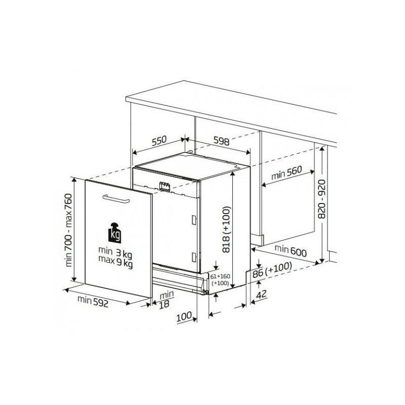 Beko BDIN38561C - Lavastoviglie a Scomparsa Totale 15 Coperti 60 cm Classe A