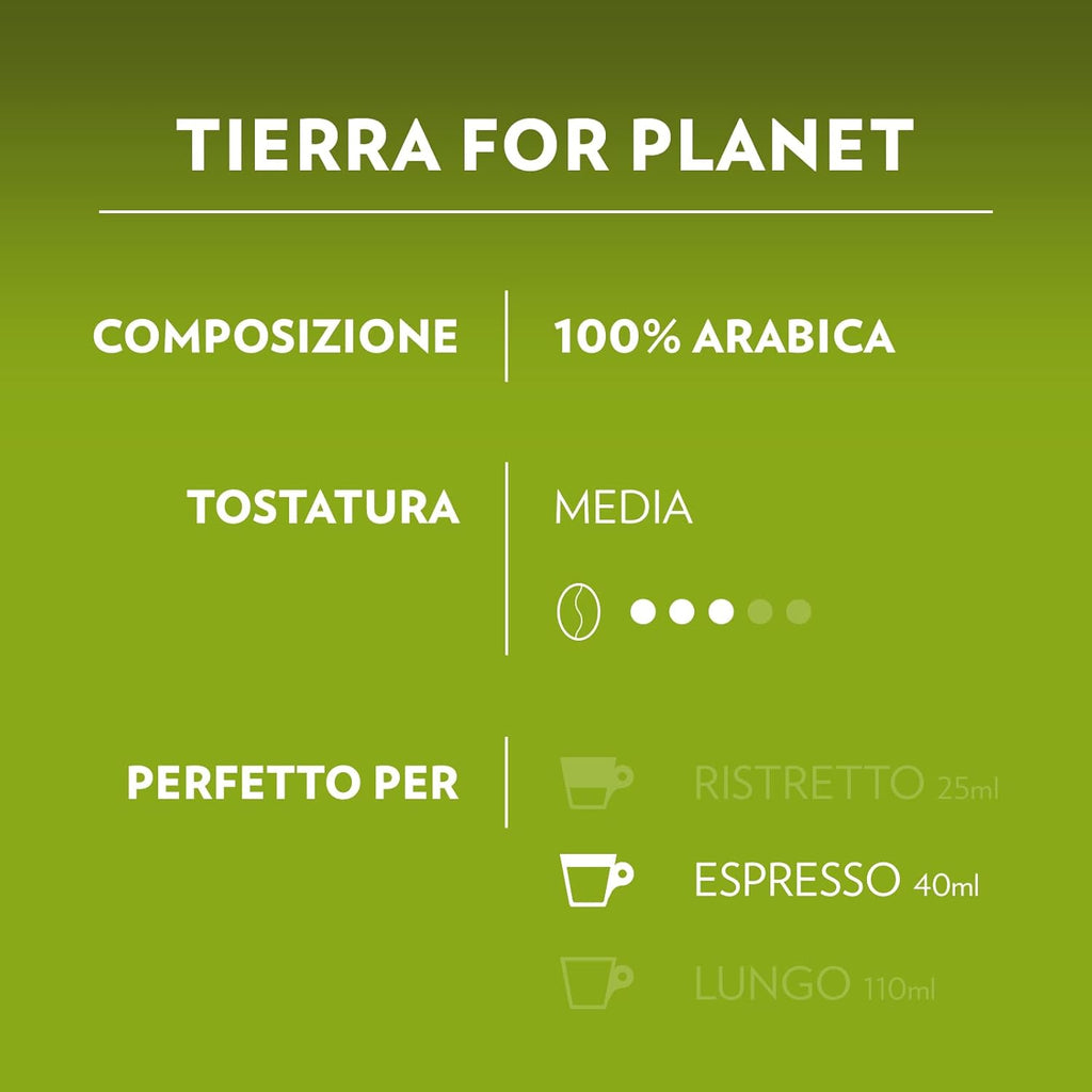 Lavazza, A Modo Mio Macchina per Caffè Tiny Eco Verde con 64 Capsule ¡Tierra! Assortite, Macchina per Espresso in Plastica Riciclata, 1450 W, 220-240 V, 50/60 Hz, 0.6 Litri