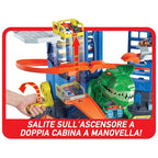 Hot Wheels City Robo T Rex Ultimate Garage Modalità multigiocatore a più livelli per riporre auto in scala 100 plus 1 64, idea regalo per bambini dai 5 anni in su, GJL14 : Giochi e giocattoli