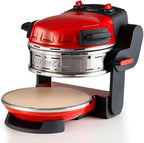 Ariete 927 Pizzeria Ariete, Forno pizza doppio, 2300 W, 2 pietre refrattarie, 2 pizze in 4 minuti, 2 termostati, Diametro 32 cm, 5 livelli di cottura, 2 pale in acciaio inox, Rosso