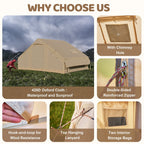 Tenda da campeggio gonfiabile per 6 persone con pompa, tenda familiare Glamping di 10 piedi x 7 piedi Facile installazione 4 stagioni impermeabile antivento all'aperto Blow Up Tent Cabina Oxford di lusso con finestre e porte a rete