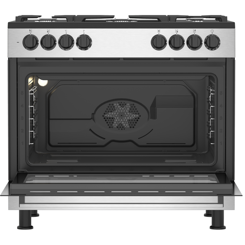 Beko GM15122DXB - Cucina a Libera Installazione Inox 90x60 cm 5 Fuochi con Forno Elettrico Ventilato