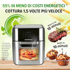 GOURMETmaxx Friggitrice digitale ad aria calda 12 L, forno XXL in acciaio inox | Timer, display touch, spiedo rotante | Frittura a basso contenuto di grassi e a risparmio energetico | 1800 W : Amazon.it: Casa e cucina