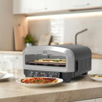 Forno Pizza XXL Professionale, Cuoce in 2 minuti, scalda fino a 400°, Piano cottura in pietra refrattaria da 37x37 cm rimovibile, 2200W 20LT Con pala in alluminio