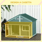 Easycomfort Cuccia per Cani da Esterno con Terrazza, Finestra e Tetto Impermeabile, 124x112x105cm, Grigio