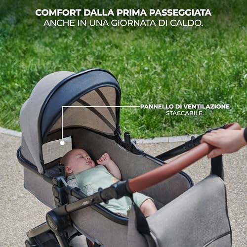 Kinderkraft ESME Trio passeggino neonati 3 in 1 fino 26 kg, con Ovetto I SIZE 40 75 cm, Carrozzina reversibile fronte mamma e strada, Pieghevole, Beige : Prima infanzia