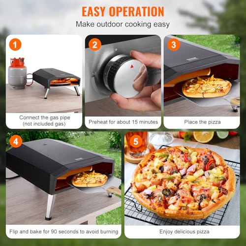 VEVOR Forno per Pizza da Esterno a Gas 330 mm Griglia Portatile da Esterno, con Pietra in Cordierite Spessa, Gamba Pieghevole Forno con Copertura Impermeabile Spray di Ferro per Campeggio e Cortile : Amazon.it: Giardino e giardinaggio