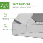 Easycomfort Recinto Gabbia per Galline in Metallo Galvanizzato Impermeabile, Pollaio con Porta e Copertura Oxford, 280x570x195cm