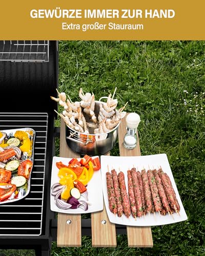 Carro XXL per grigliate, affumicatore per barbecue, barbecue a carbone con coperchio, griglia camino per barbecue a carbone, forno ahumador e accessori per barbecue, con guanti da barbecue : Amazon.it: Giardino e giardinaggio