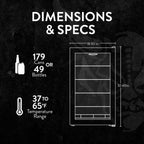 Frigorifero per bevande | 126 lattine indipendente con porta in vetro con cerniera a destra | Mini frigorifero per bevande, perfetto per birra, vino, bibite e bevande fredde