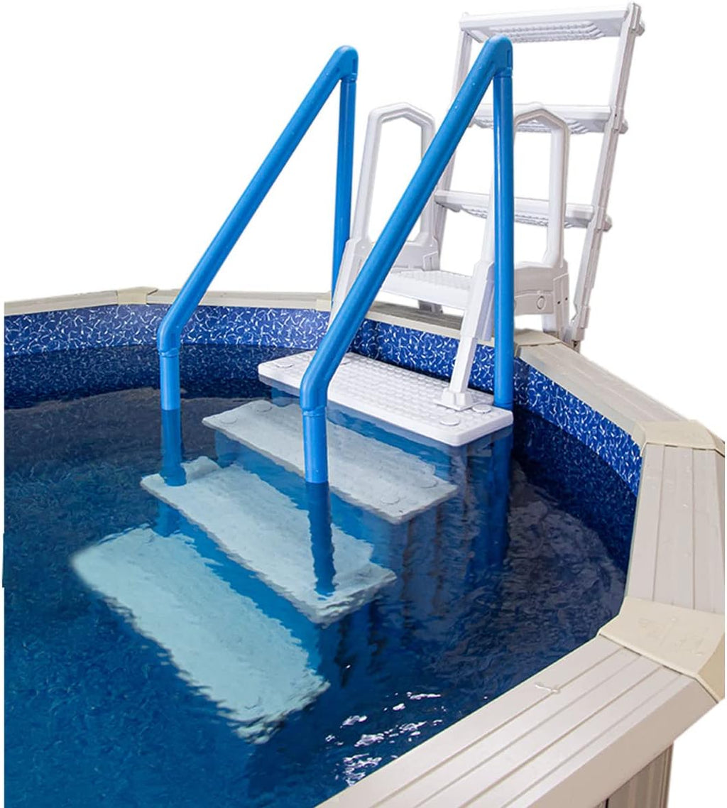Gradini antiscivolo per piscine | Grigi | Per piscine fuori terra | Possono essere montati su ponti alti da 48" a 54" | Scale di sicurezza con portata fino a 300 libbre