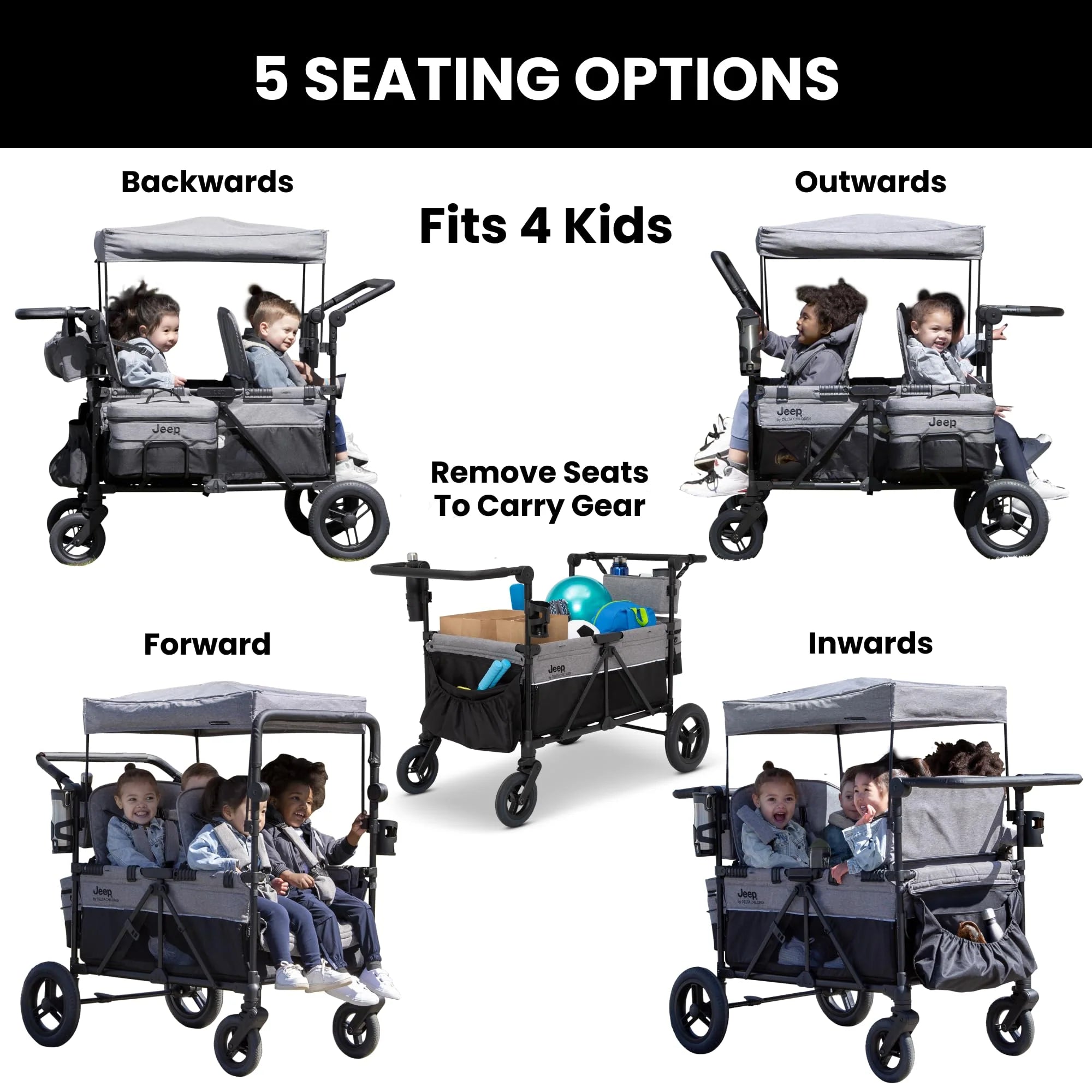 Jeep Wrangler Deluxe 4 posti passeggino Wagon di Delta Children
