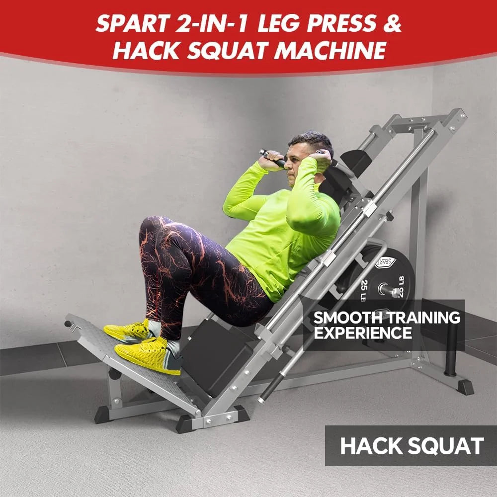 Leg Press Hack Squat Machine, attrezzo professionale regolabile per esercizi con cuscinetti lineari, per l'allenamento della forza della parte inferiore del corpo con contenitori per pesi per quadricipiti, muscoli posteriori della coscia, glutei, pol