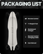 Skateboard elettrico Caribou con telecomando, autonomia 26 miglia, velocità massima 32 mph, 2 motori nel mozzo da 1000 W, longboard elettrico per adulti e adolescenti principianti, garanzia di 6 mesi.